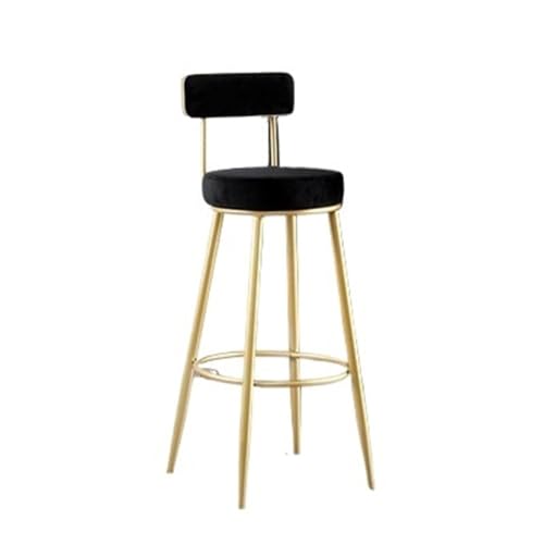 MENGLI-2024 Barstuhl Schwarzer Barhocker aus Eisen, einfacher Bar-/Café-Hochstuhl for den Haushalt mit Rückenlehne, 65/75 cm Barhocker(Klein) von MENGLI-2024