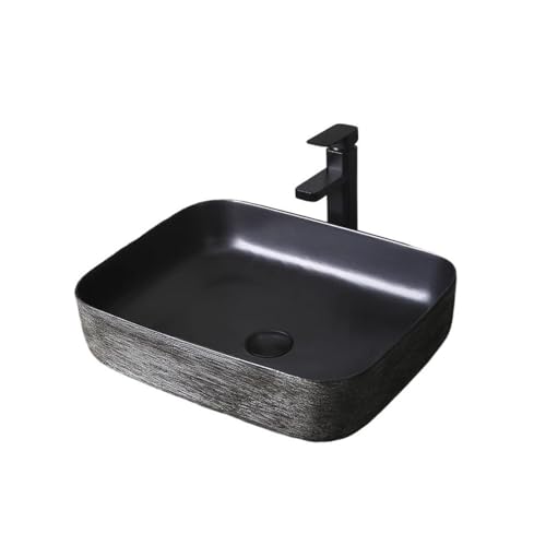 MENGLI-2024 Black Art Aufsatzwaschbecken Balkonwaschbecken Großes Keramikwaschbecken mit Abfluss und Wasserhahn Aufsatzwaschbecken MENGLI-2024 Black Art Aufsatzwaschbecken Balkonwaschbecken Großes Keramikwaschbecken mit Abfluss und Wasserhahn Aufsatzwaschbecken von MENGLI-2024