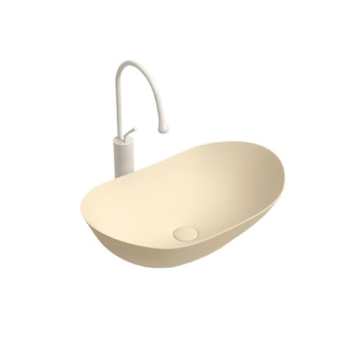 MENGLI-2024 Keramik Waschbecken Badezimmer Creative Home Art Waschbecken Hotel Balkon Toilette Waschbecken Aufsatzwaschbecken(Beige) von MENGLI-2024