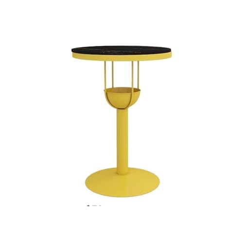 MENGLI-2024 Kneipentische Gelber Bartisch aus Steinplatte Eisen, for Zuhause, Balkon, Freizeit, rund, hohe Tischplatte, for Milchteeladen, Café(Klein) von MENGLI-2024
