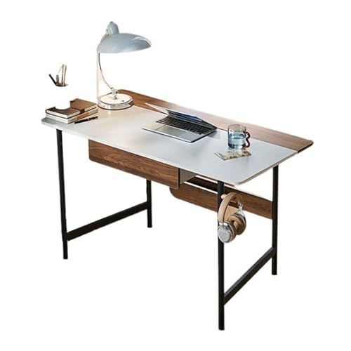 MENGLI-2024 PC-Tisch 47,2 Zoll moderner Schreibtisch for Zuhause, Laptoptisch, Arbeitsstation mit Schublade, Steckdosenaufbewahrung und Haken aus Massivholz von MENGLI-2024