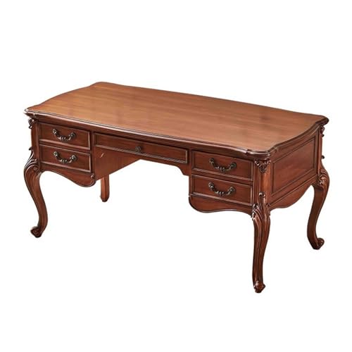 MENGLI-2024 PC-Tisch 63" Traditioneller Büroschreibtisch aus Holz mit handgeschnitzten und Cabriole-Beinen, Vintage-Schreibtisch Kirsch-Walnuss 5 Schubladen MENGLI-2024 PC-Tisch 63" Traditioneller Büroschreibtisch aus Holz mit handgeschnitzten und Cabriole-Beinen, Vintage-Schreibtisch Kirsch-Walnuss 5 Schubladen von MENGLI-2024