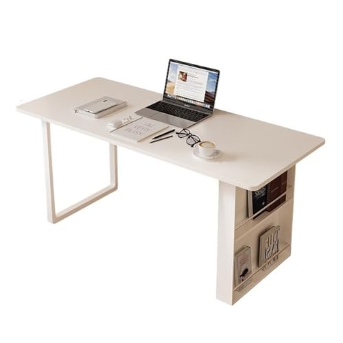MENGLI-2024 PC-Tisch Moderner Schreibtisch mit 2-stufigem vertikalem Zeitschriftenständer, weißer Home-Office-Schreibtisch und Laptoptisch for kleine Räume(L) von MENGLI-2024