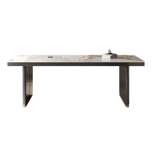 MENGLI-2024 PC-Tisch Moderner minimalistischer Home-Office-Schreibtisch mit Steinplattenplatte, geräumiger Schreibtisch fürs Arbeitszimmer, PC-Arbeitsplatz(L) von MENGLI-2024