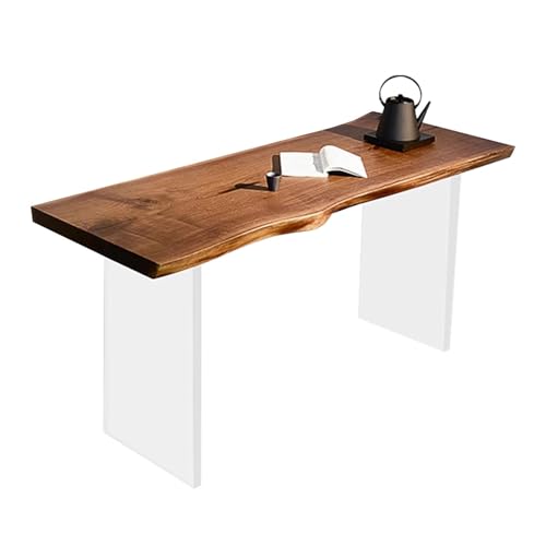 MENGLI-2024 PC-Tisch Schlichter Schreibtisch aus Holz, großer Arbeitstisch mit Tischplatte und Acrylbeinen, schwarzes Walnussholz(L) von MENGLI-2024