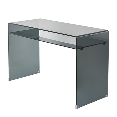 MENGLI-2024 PC-Tisch Schreibtisch aus gehärtetem Glas mit offenem Stauraum, moderner Laptop-Schreibtisch im minimalistischen Stil, Frisiertisch(M) von MENGLI-2024