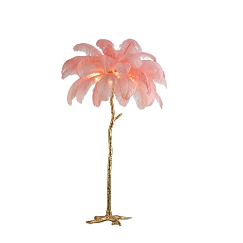 MENGLI-2024 Stehlampe Feder Stehlampe Wohnzimmer Schlafzimmer Urlaub Dekoration Atmosphäre Lampe Nachttisch personalisierte Schreibtischlampe (ohne Lichtquelle) Stehlampe(Pink) von MENGLI-2024