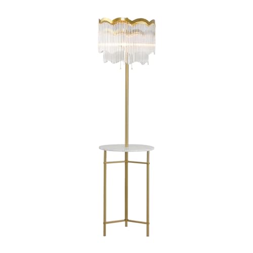 MENGLI-2024 Stehlampe Stehlampe, Moderne Nachttischlampe mit Marmortisch, Glamouröse Stehlampe for Wohnzimmer, Schlafzimmer, Lampenschirm aus Glas Stehlampe von MENGLI-2024