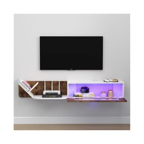 MENGLI-2024 TV-Schrank Schwimmender TV-Ständer, an der Wand montierte Medienkonsole, schwebendes Entertainment-Center mit Glastür TV-Ständer(Klein) von MENGLI-2024