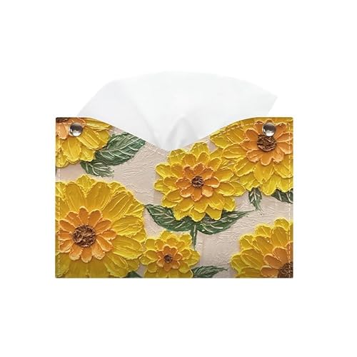 MENGLI-2024 Taschentuchbox-Abdeckung Tissue Box Ölgemälde Tissue Box Haushalt Wohnzimmer Pu Serviettenhalter for Home Office Restaurant Dekorative Taschentuchbox(Yellow) von MENGLI-2024