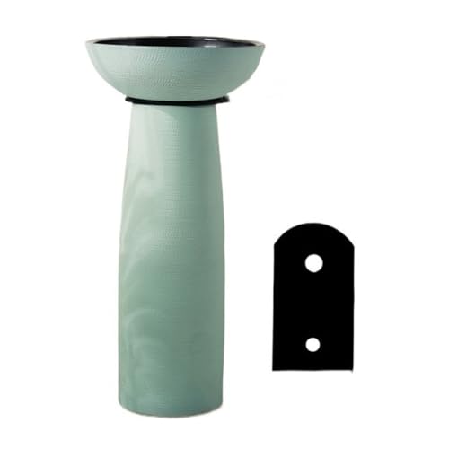 Standwaschbecken Bodenstehendes Badezimmerwaschbecken, rundes Waschtischwaschbecken, 15,7-Zoll-Keramikschalen-Kunstwaschbecken, Badezimmerwaschbeckenkombination mit mattem Boden und Spiegel(B) von MENGLI-2024