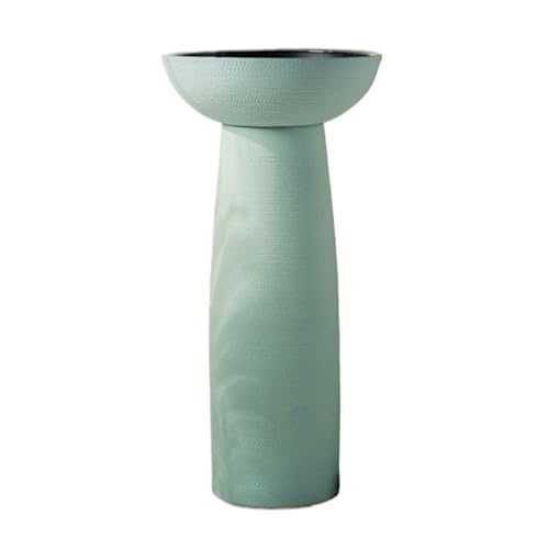 Standwaschbecken Bodenstehendes Badezimmerwaschbecken, rundes Waschtischwaschbecken, 15,7-Zoll-Keramikschalen-Kunstwaschbecken, Badezimmerwaschbeckenkombination mit mattem Boden und Spiegel(F) von MENGLI-2024