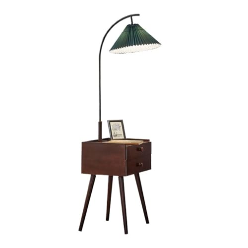 Stehlampe Quadratischer intelligenter LED-Nachttisch mit kabelloser Ladestation und USB-Ladeanschluss, moderner kleiner Nachttisch mit 2 Holzschubladen for das Schlafzimmer Stehlampe(Bruin) von MENGLI-2024