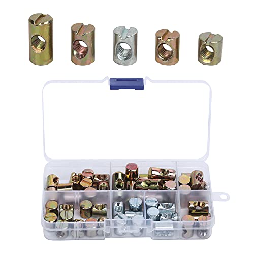 MENGON 50 Stück Schlitz M6 Barrel Nut Zylindermutter für Möbel Möbel-Zylindermutter M6 Betten Krippe Stühle 11 mm 14 mm 13 mm 15 mm 20 mm von MENGON
