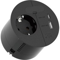 Bachmann Einbausteckdose für Arbeitsplatte Loop In Charge mit USB-C 22W Schnellladung und USB-A 18W, schwarz von MENGUAL