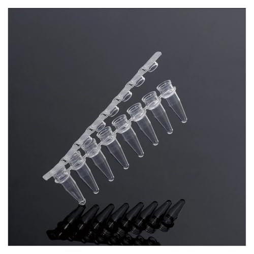 MENGKE 0,1/0,2 Ml PCR-Zentrifugenröhrchen Mit 8 Streifen, Weißes Kunststoffrohr Mit Abdeckung, Universell Passend For Das PCR-Instrument, 200 Stück/Set(0.1ml Transparent) von MENGXIU