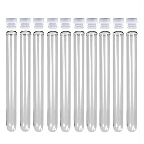 MENGKE 100 Stück 16 x 150 mm 20 ml Reagenzglas aus Kunststoff mit Kappe 6 Zoll 5 Kappenfarben zur Auswahl Hohe Qualität Klar wie Glas von MENGXIU