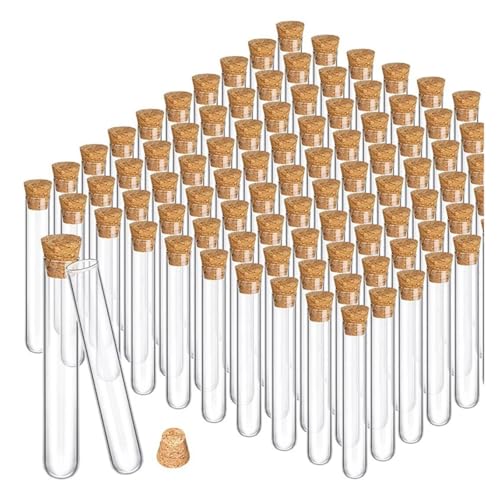 MENGKE 100 Stück Reagenzgläser aus Glas mit durchsichtigem Korken, runder Boden, Behälter for Labortests mit Alkoholtampons (15 x 100 mm/13 ml) von MENGXIU