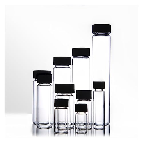 MENGKE 20 Stück/Packung 3 Ml Bis 60 Ml Klarglas-Probenflaschen Mit Schwarzem Kunststoff-Schraubverschluss, Flasche Mit Ätherischen Ölen For Den Laborgebrauch(3ml) von MENGXIU