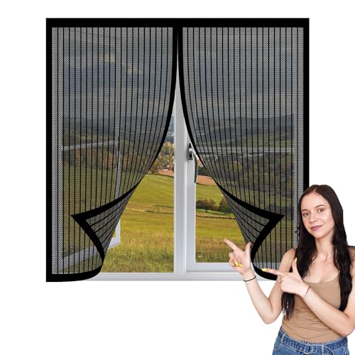 Fliegengitter Fenster Insect Stop 175 x 84 cm Insektenschutz Magnetfenster Fliegenvorhang Moskitonetz Ohne Bohren Fliegenschutz für Innen Außen Fenster, Schwarz von MENGXUAN