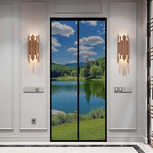 Fliegengitter Tür Magnet Insektenschutz Balkontür 103 x 220 cm Insektenschutz Balkontür Leichte Montage für Haustür Terrassentür, Schwarz von MENGXUAN