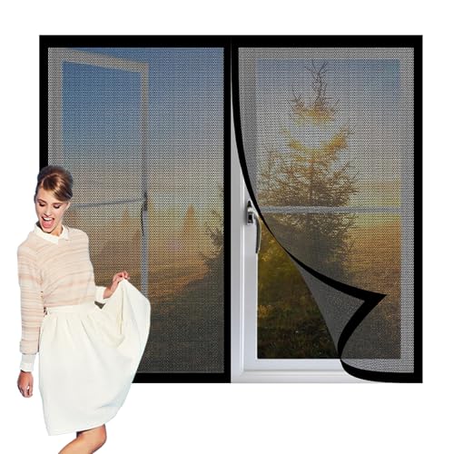 Insektenschutz für Fenster Außen 85 x 103 cm Insektenschutz Fliegengitter für Fenster Ohne Bohren Total Magnetisch, Automatik-Verschluss für Alle Universalfenster, Schwarz von MENGXUAN