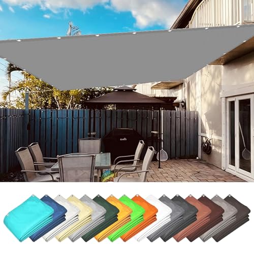 Sichtschutz mit Ösen 2.2 x 7.5 m Sonnenschutz 98% UV Schutz Sichtschutz Garten Schattennetz mit Ösen Segeltuch 4 × 1.5 M Seile für Terrasse Garten, Hellgrau von MENGXUAN