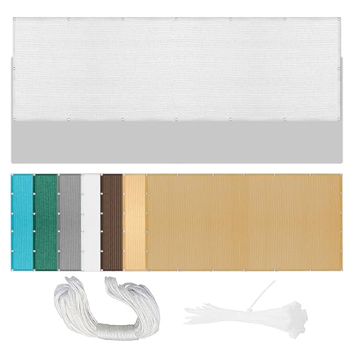 Sonnensegel 120 x 330 cm Rechteckig Atmungsaktiv 98% UV Schutz Beschattungsnetz für Pergola im Freien mit Spannseilen mit Ösen für Balkon Terrasse, Weiß Sonnensegel 120 x 330 cm Rechteckig Atmungsaktiv 98% UV Schutz Beschattungsnetz für Pergola im Freien mit Spannseilen mit Ösen für Balkon Terrasse, Weiß von MENGXUAN