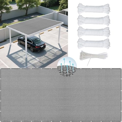 Sonnensegel 140 x 320 cm Rechteckig Atmungsaktiv 98% UV Schutz Beschattungsnetz für Pergola im Freien mit Spannseilen mit Ösen für Balkon Terrasse, Hellgrau Sonnensegel 140 x 320 cm Rechteckig Atmungsaktiv 98% UV Schutz Beschattungsnetz für Pergola im Freien mit Spannseilen mit Ösen für Balkon Terrasse, Hellgrau von MENGXUAN