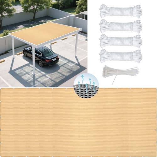 Sonnensegel 185 x 220 cm Rechteckig Atmungsaktiv 98% UV Schutz Beschattungsnetz für Pergola im Freien mit Spannseilen mit Ösen für Balkon Terrasse, Creme Farben Sonnensegel 185 x 220 cm Rechteckig Atmungsaktiv 98% UV Schutz Beschattungsnetz für Pergola im Freien mit Spannseilen mit Ösen für Balkon Terrasse, Creme Farben von MENGXUAN