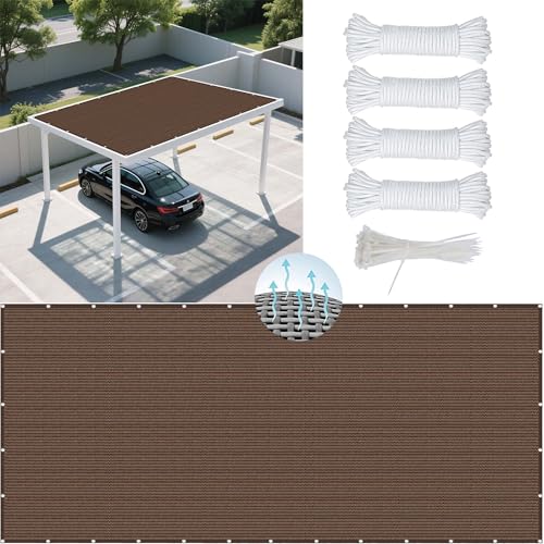 Sonnensegel 225 x 320 cm Rechteckig Atmungsaktiv 98% UV Schutz Beschattungsnetz für Pergola im Freien mit Spannseilen mit Ösen für Balkon Terrasse, braun Sonnensegel 225 x 320 cm Rechteckig Atmungsaktiv 98% UV Schutz Beschattungsnetz für Pergola im Freien mit Spannseilen mit Ösen für Balkon Terrasse, braun von MENGXUAN