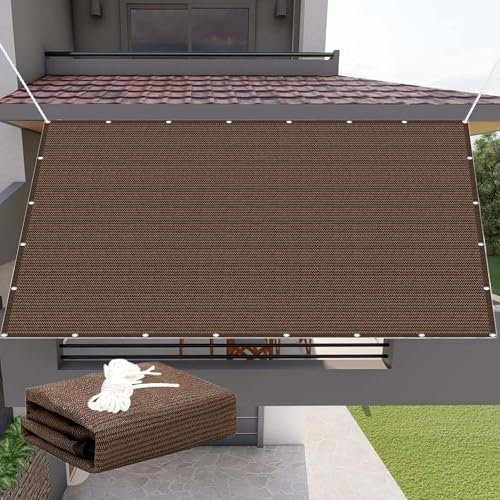 Sonnensegel Rechteckig mit Ösen Atmungsaktiv 160 x 330 cm Rechteckig Atmungsaktiv 98% UV Schutz Segeltuch Pergola Vielen Größen mit Spannseilen für Balkon Garten Terrasse, braun von MENGXUAN