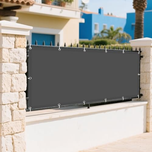 Sonnensegel Sonnenschutz 430 x 440 cm Rechteckig Wasserdicht 98% UV Schutz Sonnentuch Schattensegel mit Ösen Und Befestigungsseile für Patio Hinterhof Rasengarten, Dunkelgrau von MENGXUAN