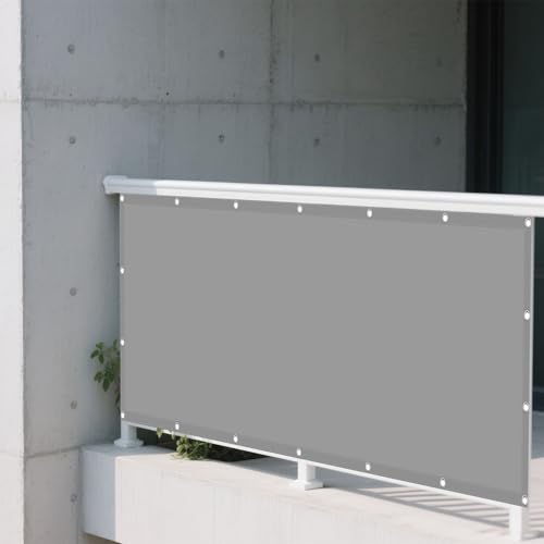 Sonnensegel Wasserfest 1.5 x 2.8 m Rechteckig Wasserdicht Sonnenschutz Windschutz Markisenstoff Rechtwinklig mit Ösen Ohne Bohren mit Seil für Balkon Garten, Hellgrau von MENGXUAN