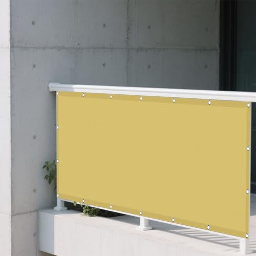 Sonnensegel Wasserfest 1.5 x 6 m Rechteckig Wasserdicht Sonnenschutz Windschutz Markisenstoff Rechtwinklig mit Ösen Ohne Bohren mit Seil für Balkon Garten, Creme Farben von MENGXUAN