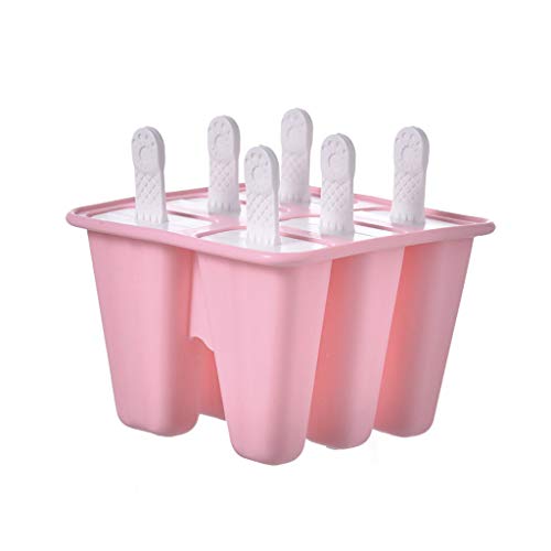 Silicone 6 Hole Popsicle Mold Ice Molds Classic Molds Trays Reusable (Pink) von MENICY