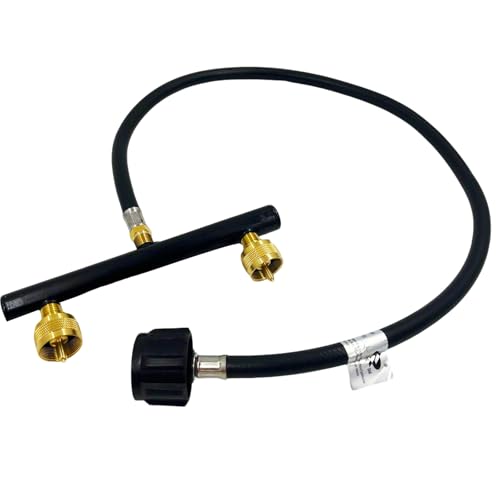 MENSI Dual Propan Refill Adapter Kit, 2 x 0.5 kg Adapter mit 0.9 m Hochdruckschlauch, QCC Entry für 9.1-22.7 kg Tanks, Schwarz von MENSI