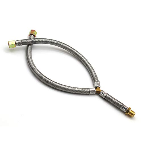 MENSI Propangrill Y-Verteiler Verlängerungsadapter Geflochtener Schlauch Länge 38,1 cm mit 3/8 Zoll Flare Anschluss von MENSI