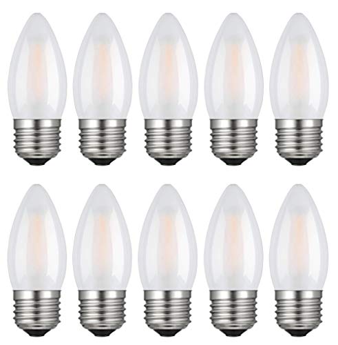 10er Pack E27 4W Led Glühbirne Kerzenbirne Matt Glas Filamentlampe mit 400lm 4W ersetzt 40W Warmweiß 2700K MENTA Fadenlampe E27 Classic LED Kerzenform Nicht Dimmbar von MENTA