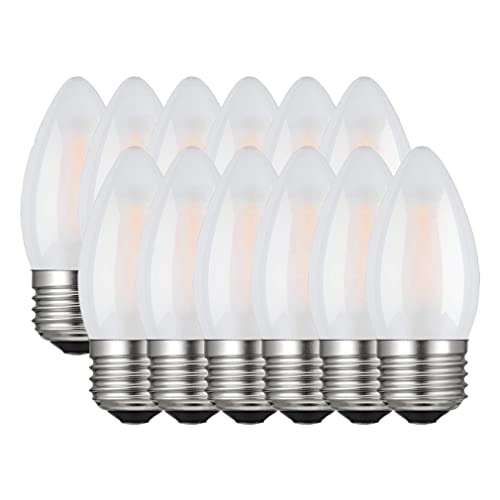 12er Pack E27 4W Led Glühbirne Kerzenbirne Matt Glas Filamentlampe mit 400lm 4W ersetzt 40W Warmweiß 2700K MENTA Fadenlampe E27 Classic LED Kerzenform Nicht Dimmbar von MENTA