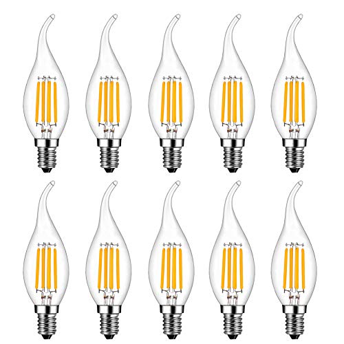 MENTA E14 LED Kerzenform, 10er Pack E14 Kerze LED Lampe, 4W ersetzt 40 Watt Kerze, 2700K Warmweiß, E14 Filament Fadenlampe, 220-240V AC, 400lm, 360° Abstrahlwinkel, nicht dimmbar, Klarglas von MENTA