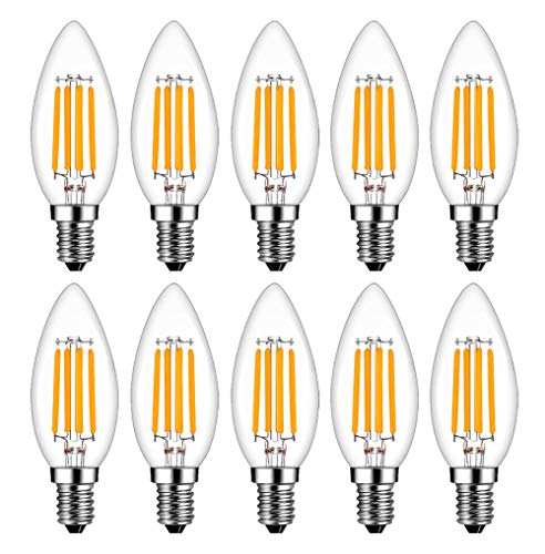 MENTA E14 LED Kerzenform, 10er Pack E14 Kerze LED Lampe, 4W ersetzt 40 Watt Kerze, 2700K Warmweiß, E14 Filament Fadenlampe, 220-240V AC, 400lm, 360° Abstrahlwinkel, nicht dimmbar, Klarglas von MENTA