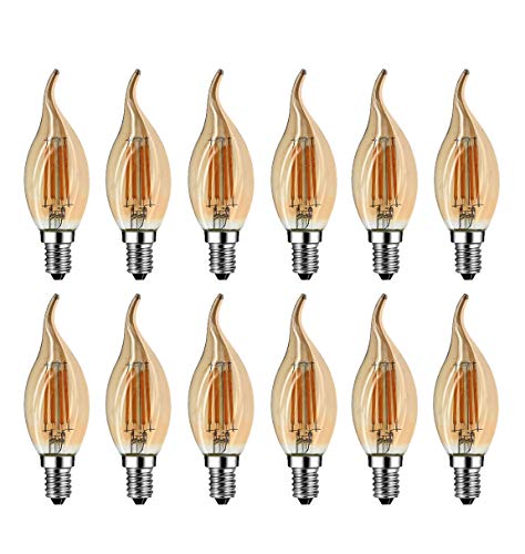 MENTA E14 LED Kerzenform, 12er Pack E14 Kerze LED Lampe, 4W ersetzt 40 Watt Kerze, 2700K Warmweiß, E14 Filament Fadenlampe, 220-240V AC, 400lm, 360° Abstrahlwinkel, nicht dimmbar, Retro Lampe von MENTA