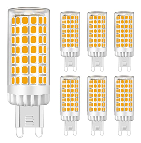 G9 LED Lampe 9W, Warmweiß 3000K, Kein Flimmern, 750lm Entspricht 60W-75W G9 Halogen Leuchtmittel, Keramiksockel, G9 Mini Glühbirne mit 88-LED SMD2835, AC220-240V, Nicht Dimmbar, Φ18*64mm, 6er-Pack von MENTA