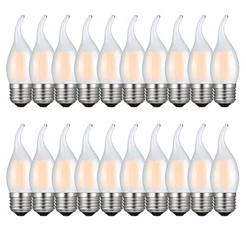 MENTA 20 X E27 4W Led Glühbirne Kerzenbirne Matt Glas Antiker Birne Filamentlampe mit 400lm 4W ersetzt 40W Warmweiß 2700K Fadenlampe E27 Classic LED Kerzenform Flame Nicht Dimmbar von MENTA