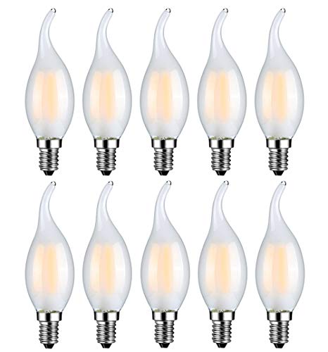 MENTA 6W E14 led lampe kerzenbirne Matt Glas Antiker Birne 600lm 6W ersetzt 60W Warmweiß 2700K E14 Fadenlampe E14 Classic Kerzenform Filament LED Leuchtmittel Flame Nicht Dimmbar 10er-Pack von MENTA