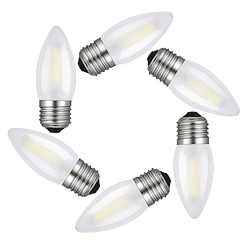 6er Pack E27 4W Led Glühbirne Kerzenbirne Matt Glas Filamentlampe mit 400lm 4W ersetzt 40W Kaltweiß 6500K MENTA Fadenlampe E27 Classic LED Kerzenform Nicht Dimmbar von MENTA