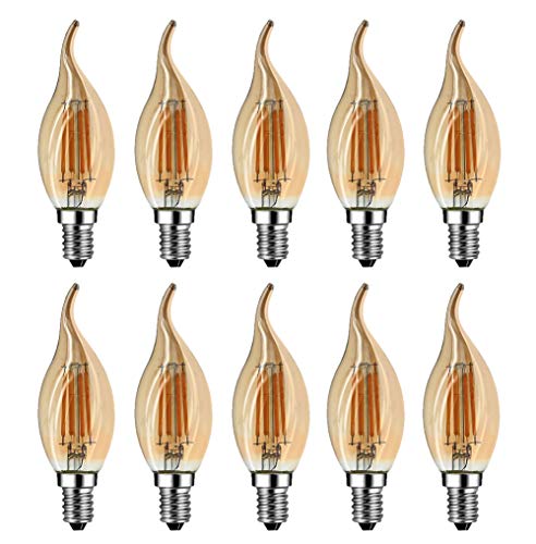 E14 LED Kerzenform, MENTA 10er Pack E14 Kerze LED Lampe, 4W ersetzt 40 Watt Kerze, 2700K Warmweiß, E14 Filament Fadenlampe, 220-240V AC, 400lm, 360° Abstrahlwinkel, nicht dimmbar, Retro Lampe von MENTA