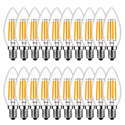 MENTA E14 LED Kerzenform, 20er Pack E14 Kerze LED Lampe, 4W ersetzt 40 Watt Kerze, 2700K Warmweiß, E14 Filament Fadenlampe, 220-240V AC, 400lm, 360° Abstrahlwinkel, nicht dimmbar, Klarglas von MENTA