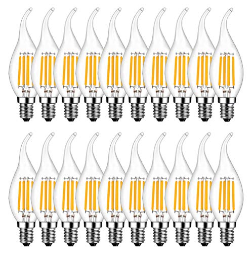 MENTA E14 LED Kerzenform, 20er Pack E14 Kerze LED Lampe, 4W ersetzt 40 Watt Kerze, 2700K Warmweiß, E14 Filament Fadenlampe, 220-240V AC, 400lm, 360° Abstrahlwinkel, nicht dimmbar, Klarglas von MENTA